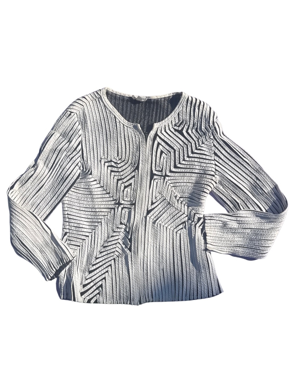 vintage ribbon-appliqué geometric jacket